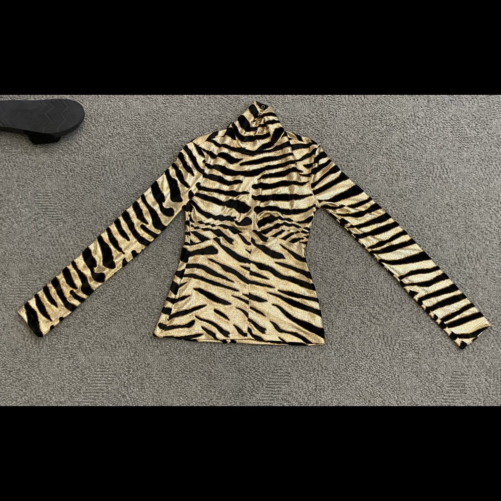 Paco Rabanne animal print turtleneck in gold